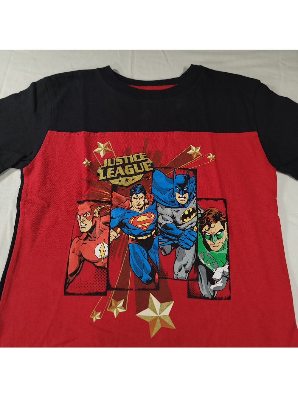DC Justice League Graphic Crew Neck Short Sleeve T-Shirt Youth Boys Size M Red